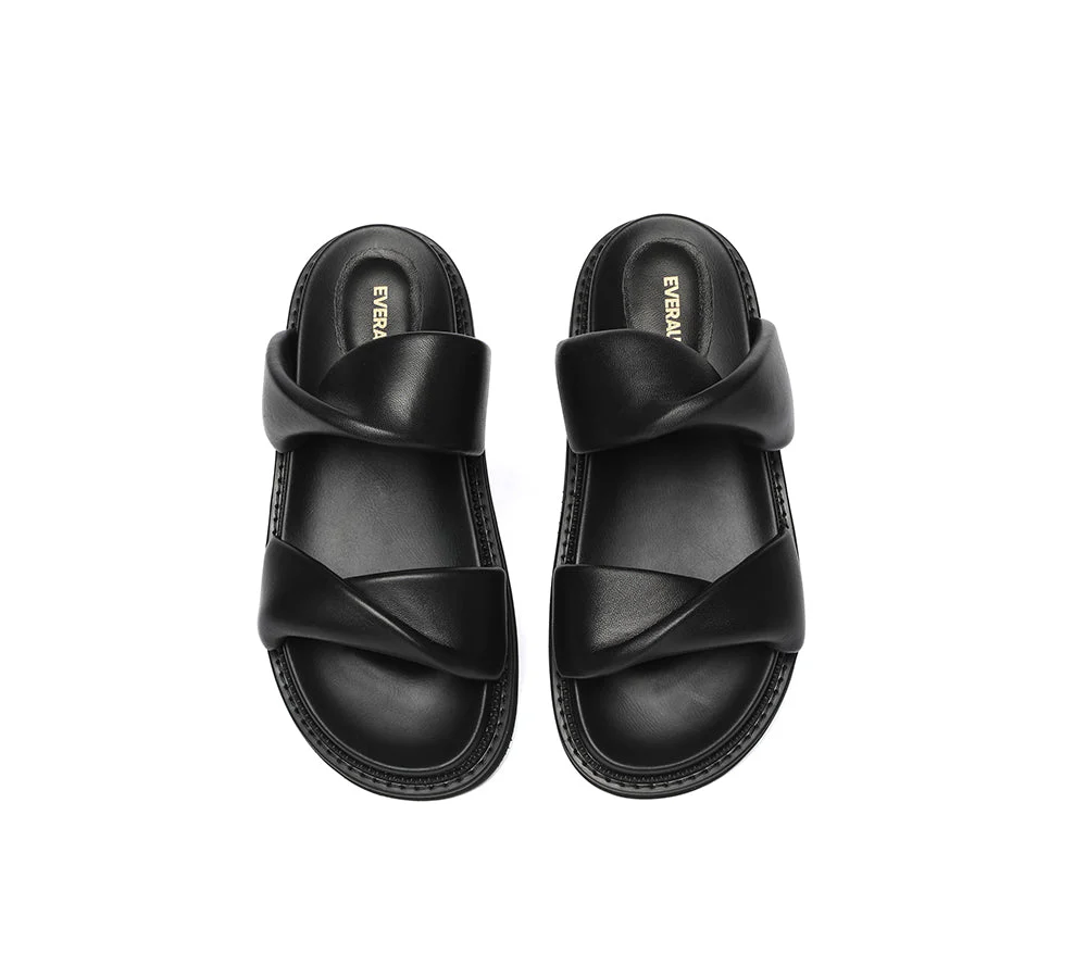 EVERAU® Women Slides Leather Padded Twist Slip-on Sandals Eloise - Image 13
