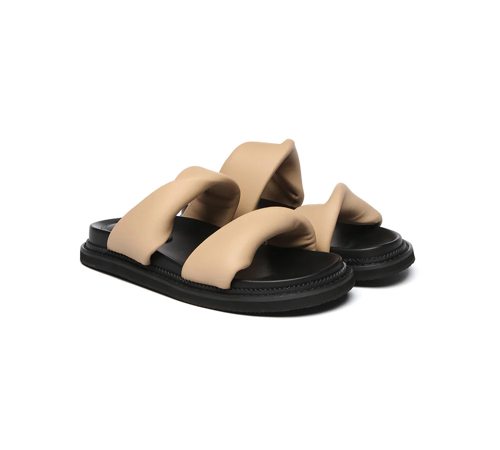 EVERAU® Women Slides Leather Padded Twist Slip-on Sandals Eloise - Image 3