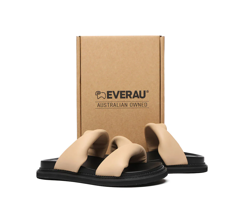 EVERAU® Women Slides Leather Padded Twist Slip-on Sandals Eloise - Image 5