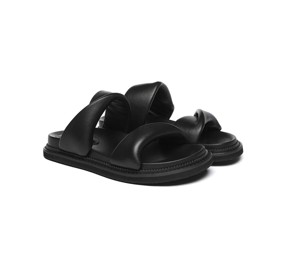EVERAU® Women Slides Leather Padded Twist Slip-on Sandals Eloise - Image 9