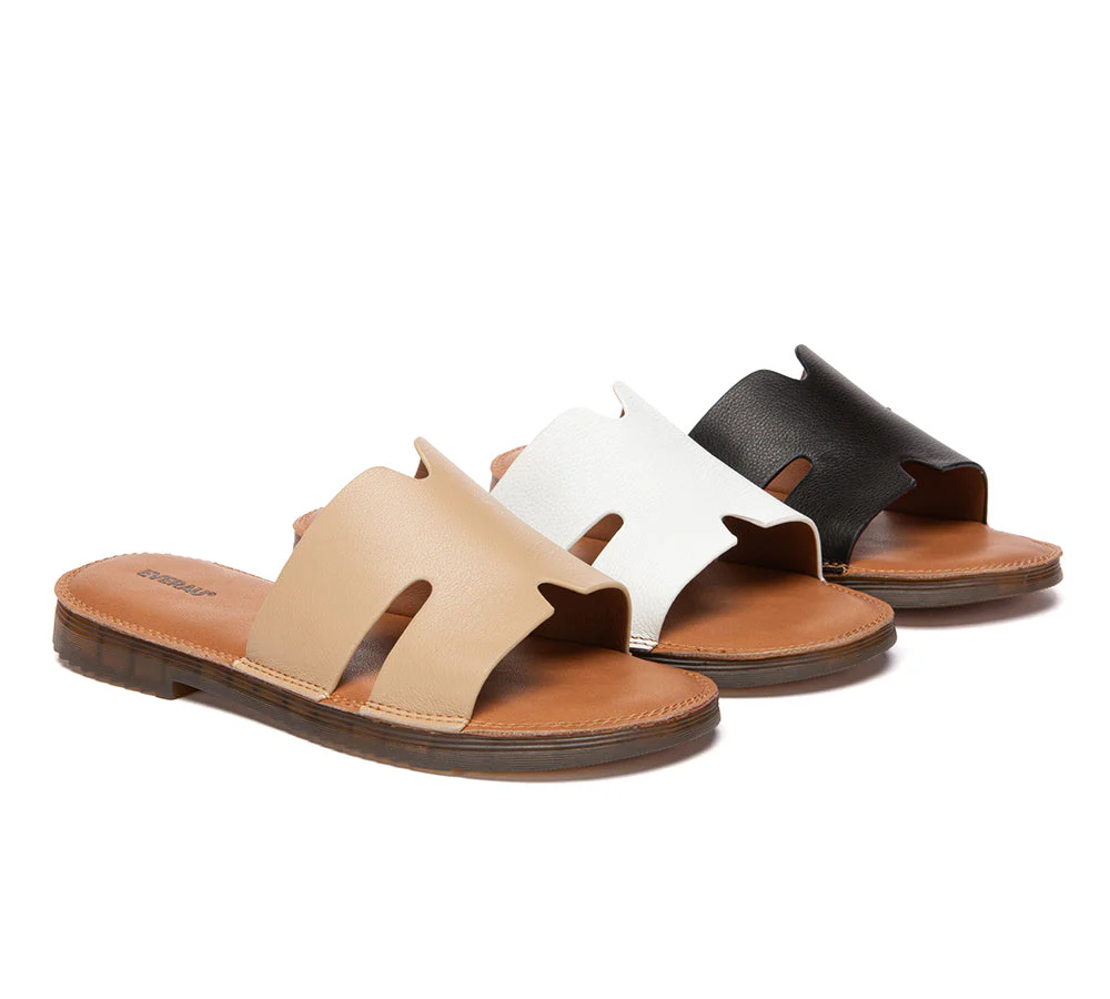 EVERAU® Women Slides Leather Ultra Soft Woven Flat Clovey - Image 2