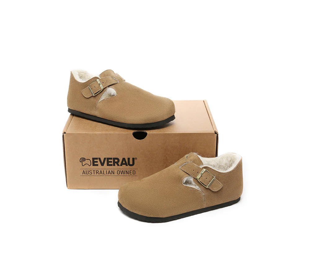 EVERAU® Adjustable Buckled Straps Suede Flat Clog Slippers Marla - Image 3