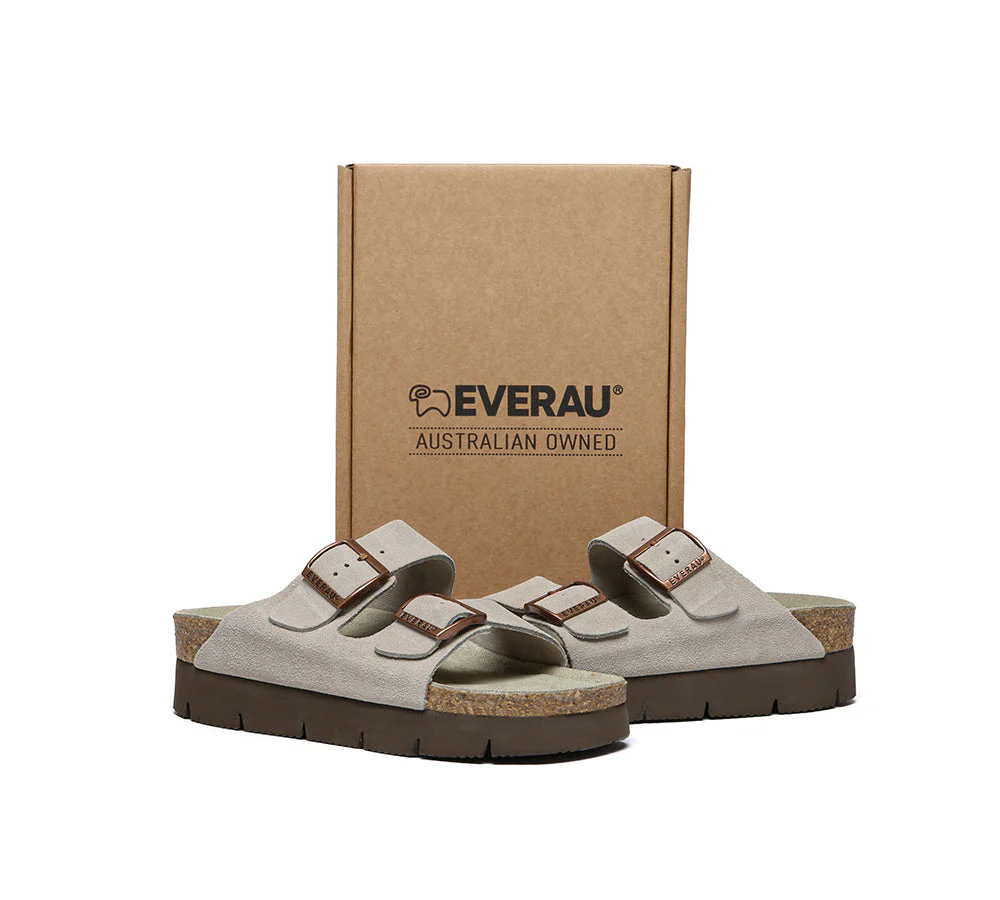 EVERAU® Adjustable Strap Embossed Slip-on Platform Summer Sandal Slides - Image 11