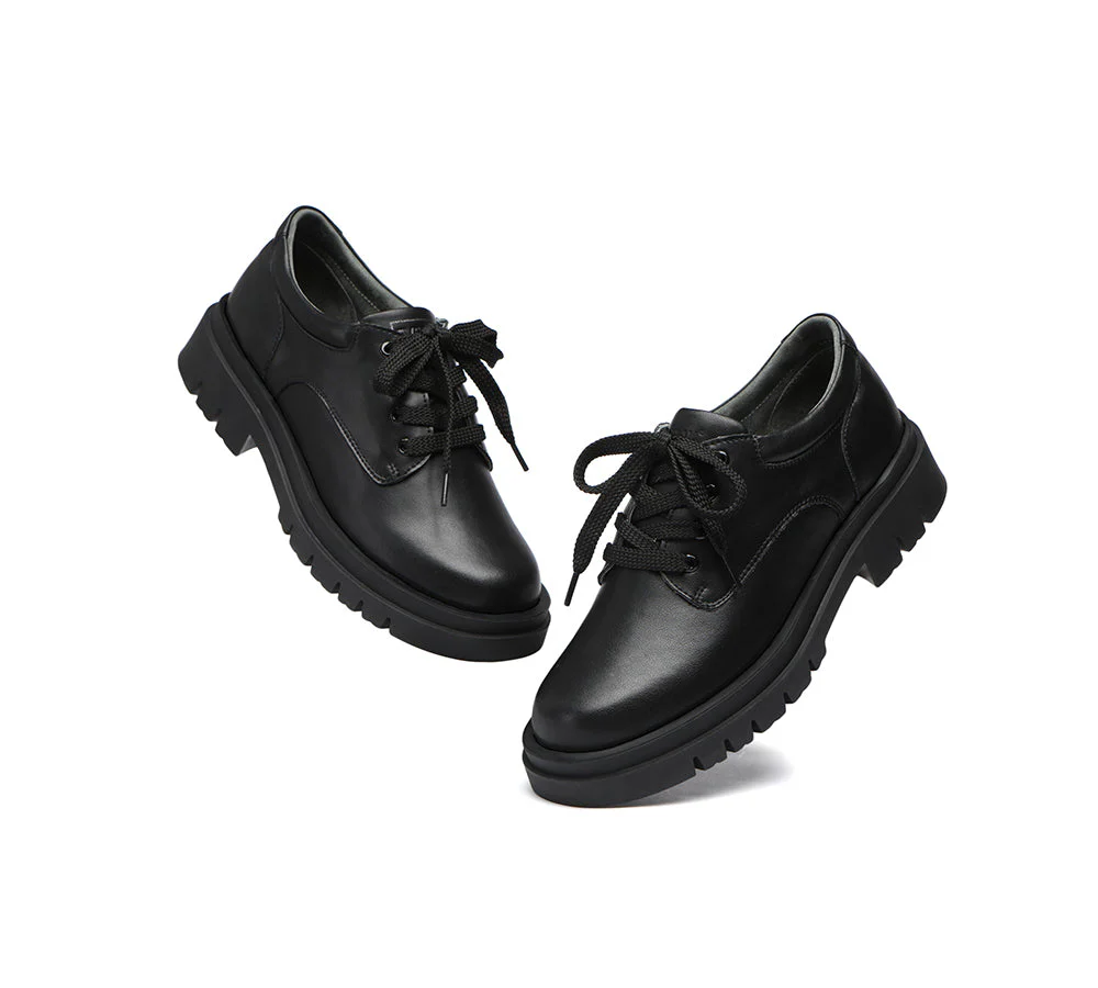 EVERAU® Senior Black Leather Large Size Lace Up School Shoes - Image 4