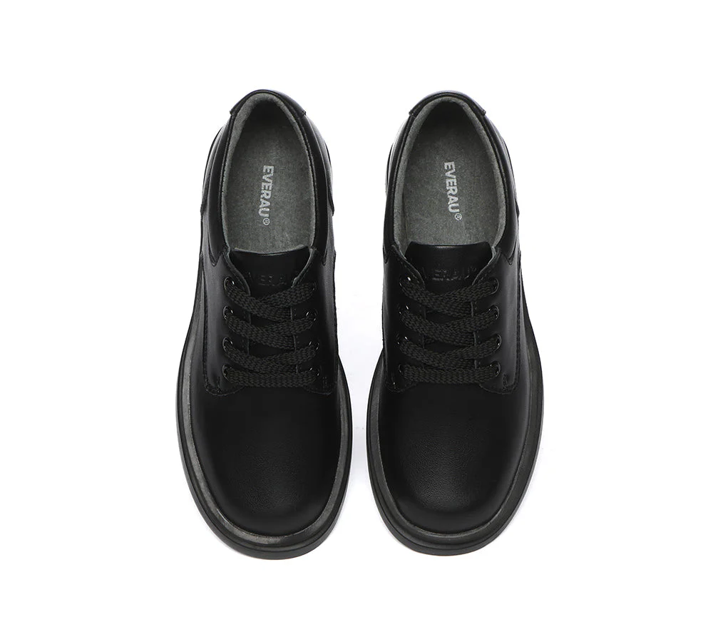 EVERAU® Senior Black Leather Large Size Lace Up School Shoes - Image 5