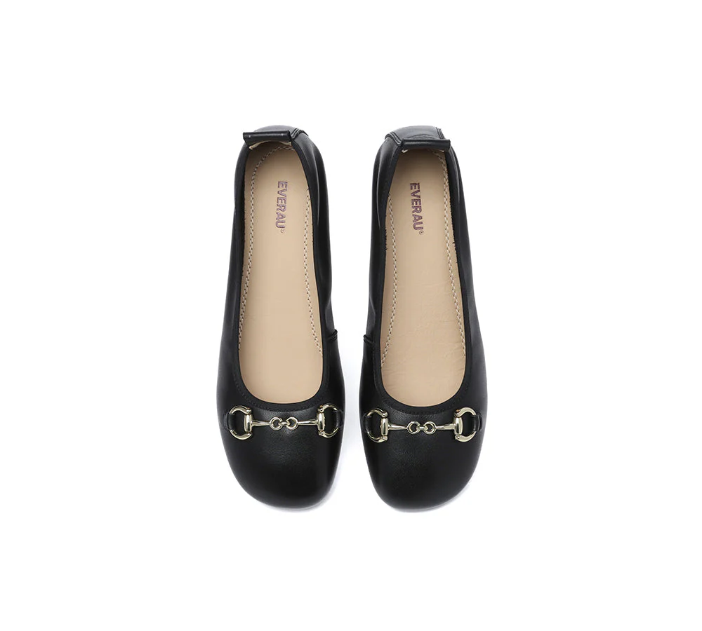 EVERAU® Women Leather Round Toe Metal Buckle Ultra Soft Ballet Flats Blake - Image 13