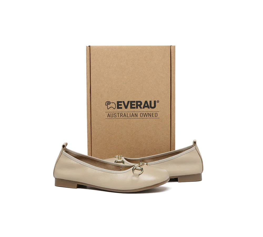 EVERAU® Women Leather Round Toe Metal Buckle Ultra Soft Ballet Flats Blake - Image 18