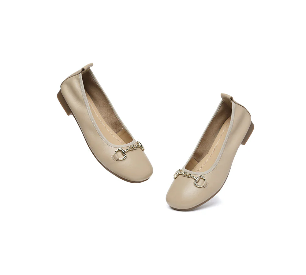 EVERAU® Women Leather Round Toe Metal Buckle Ultra Soft Ballet Flats Blake - Image 19
