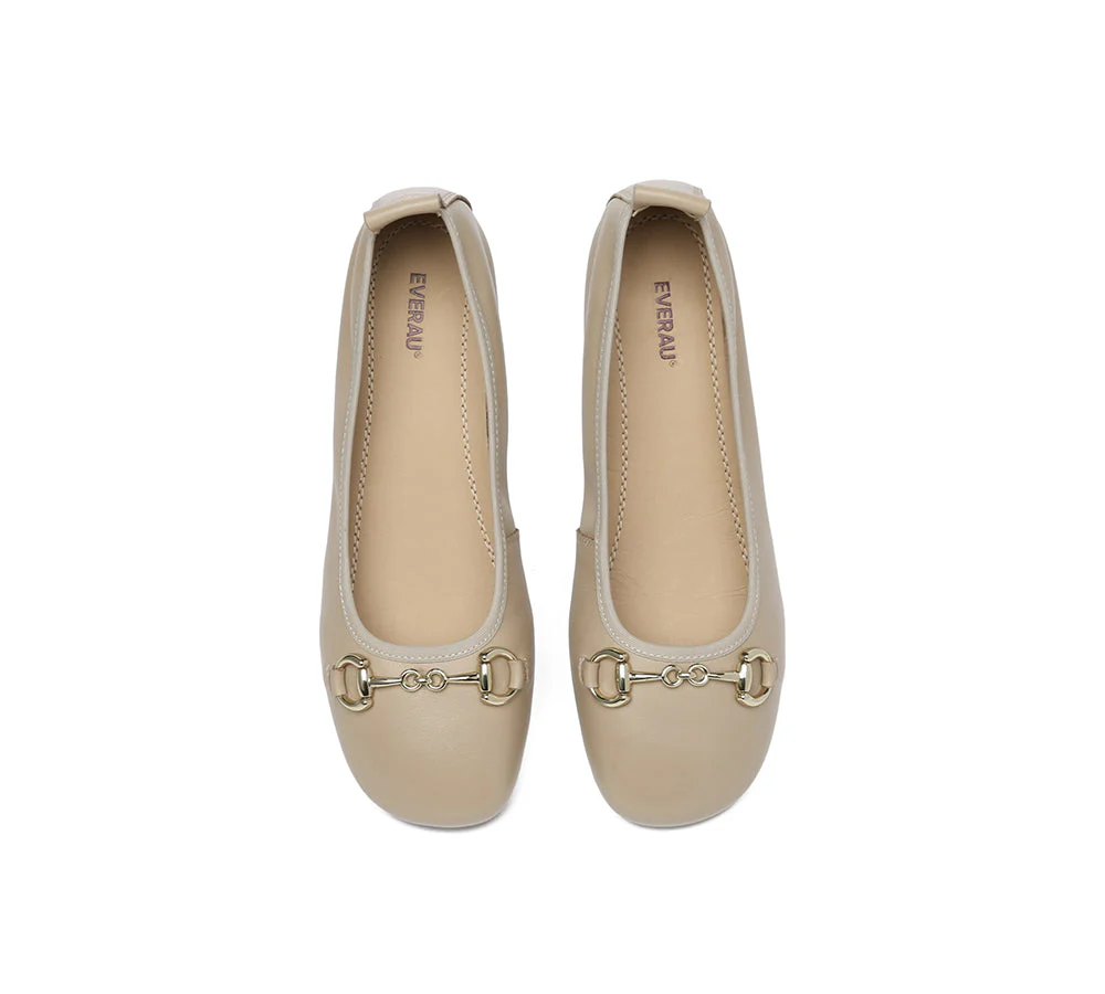 EVERAU® Women Leather Round Toe Metal Buckle Ultra Soft Ballet Flats Blake - Image 20