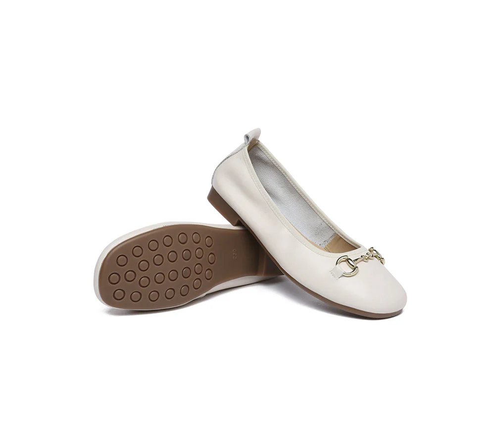 EVERAU® Women Leather Round Toe Metal Buckle Ultra Soft Ballet Flats Blake - Image 3