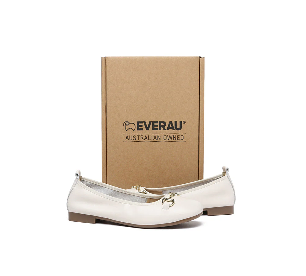 EVERAU® Women Leather Round Toe Metal Buckle Ultra Soft Ballet Flats Blake - Image 4