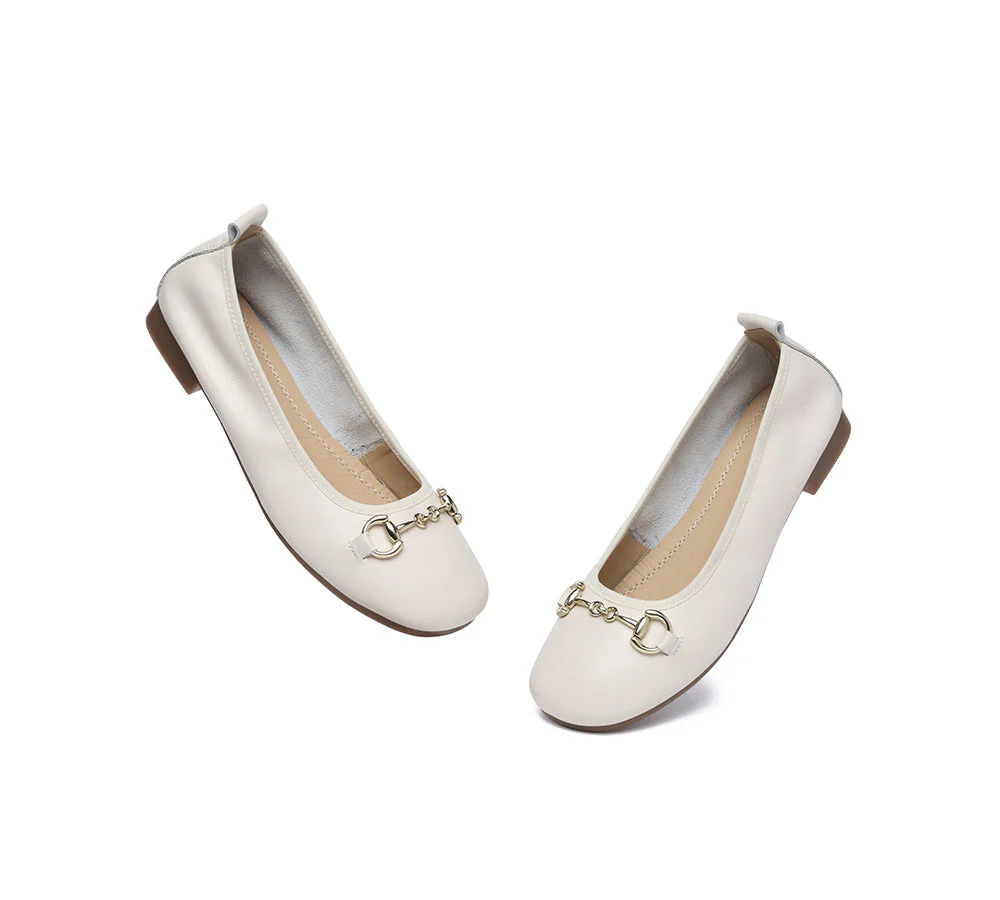 EVERAU® Women Leather Round Toe Metal Buckle Ultra Soft Ballet Flats Blake - Image 5