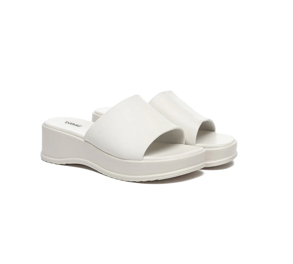 EVERAU® Women Leather Platform Wedge Slides Fiona - Image 2