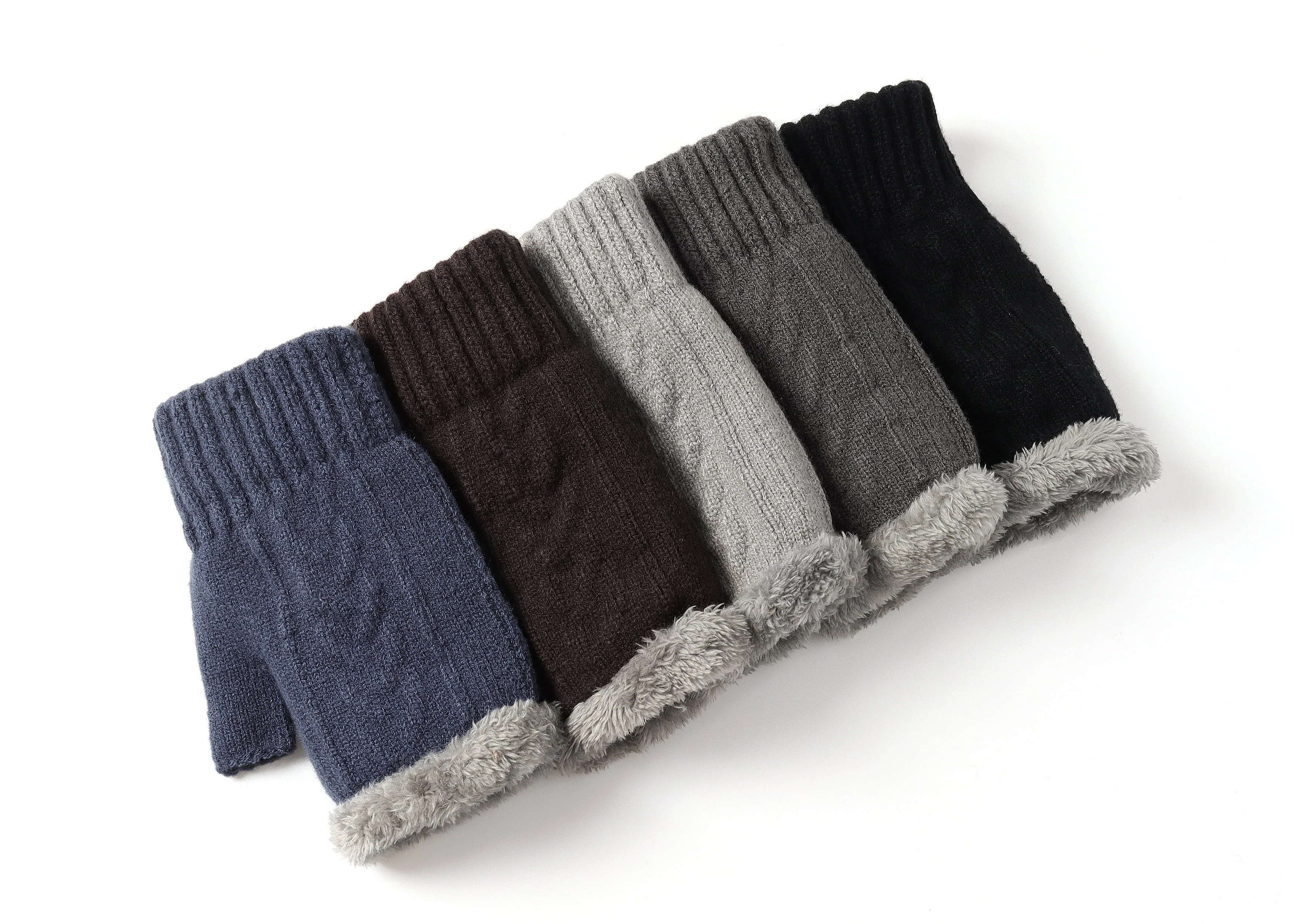 Fingerless Double-layer Ultra Plush Knit Gloves