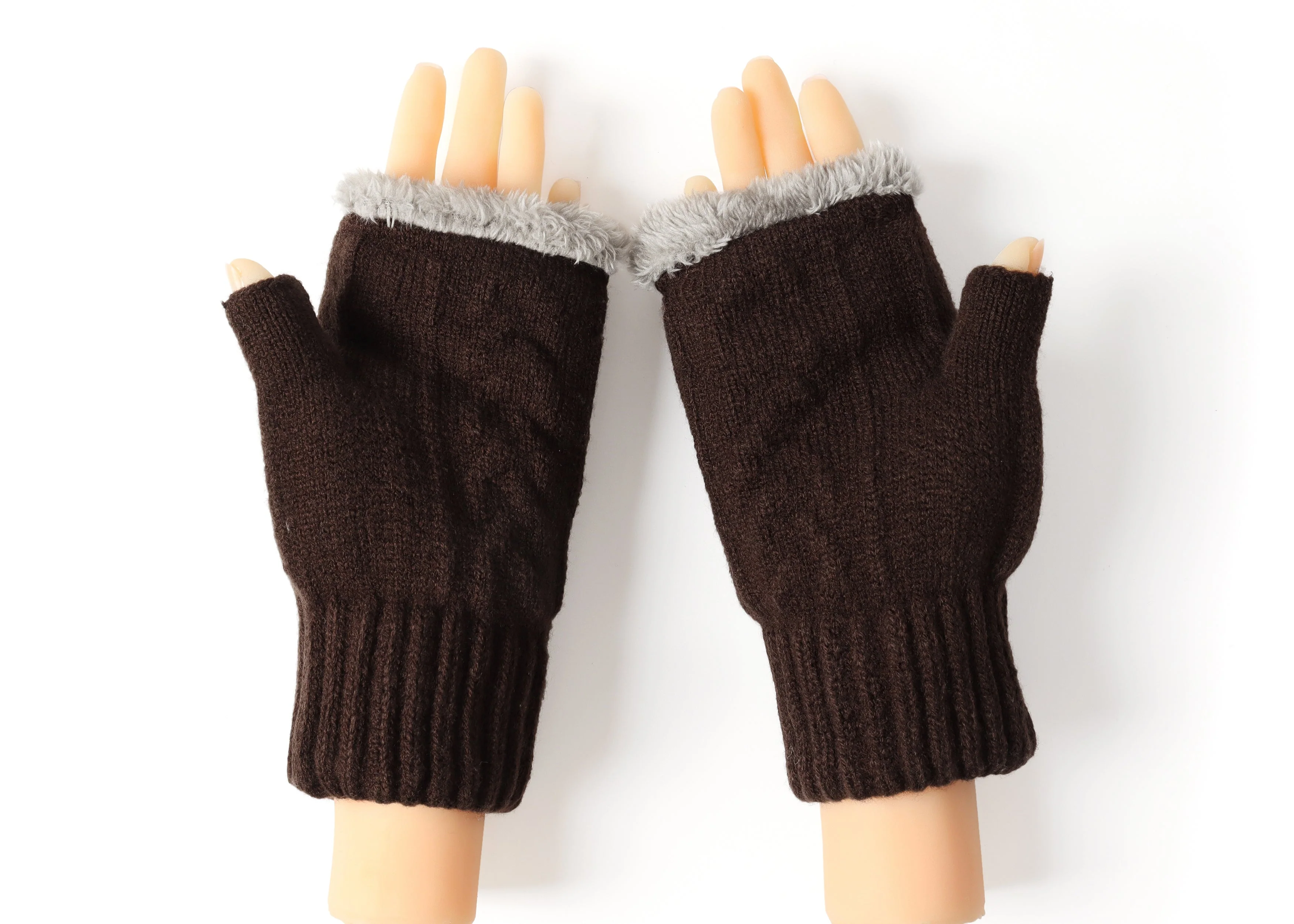 Fingerless Double-layer Ultra Plush Knit Gloves - Image 13