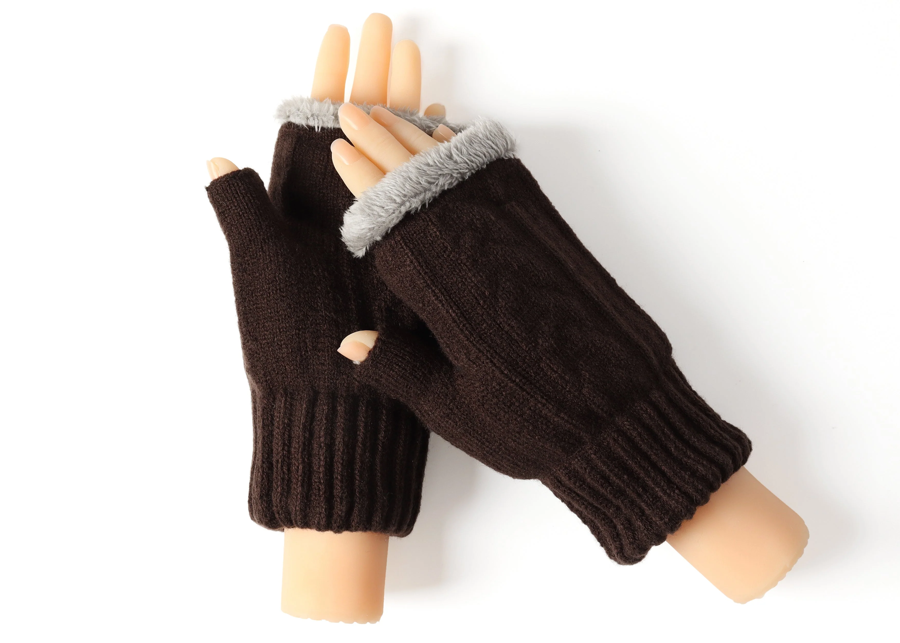 Fingerless Double-layer Ultra Plush Knit Gloves - Image 14