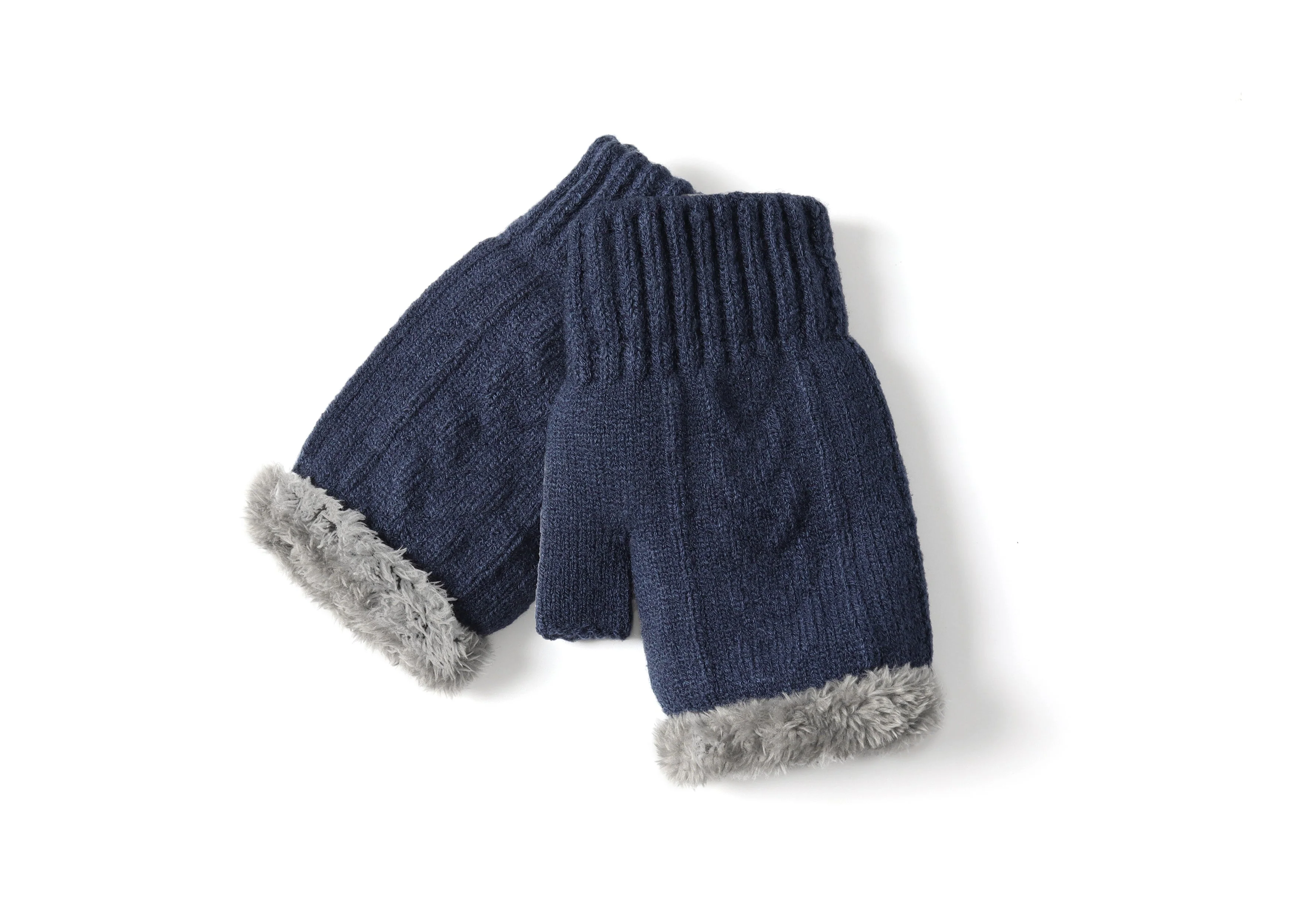 Fingerless Double-layer Ultra Plush Knit Gloves - Image 16