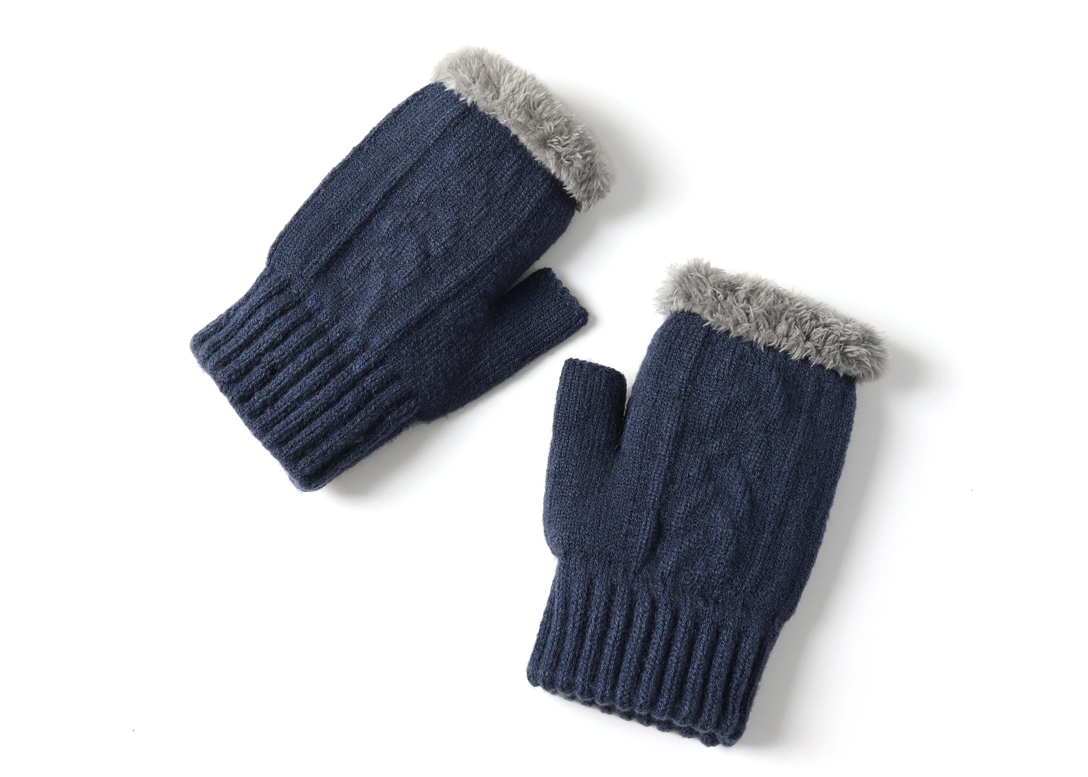Fingerless Double-layer Ultra Plush Knit Gloves - Image 17