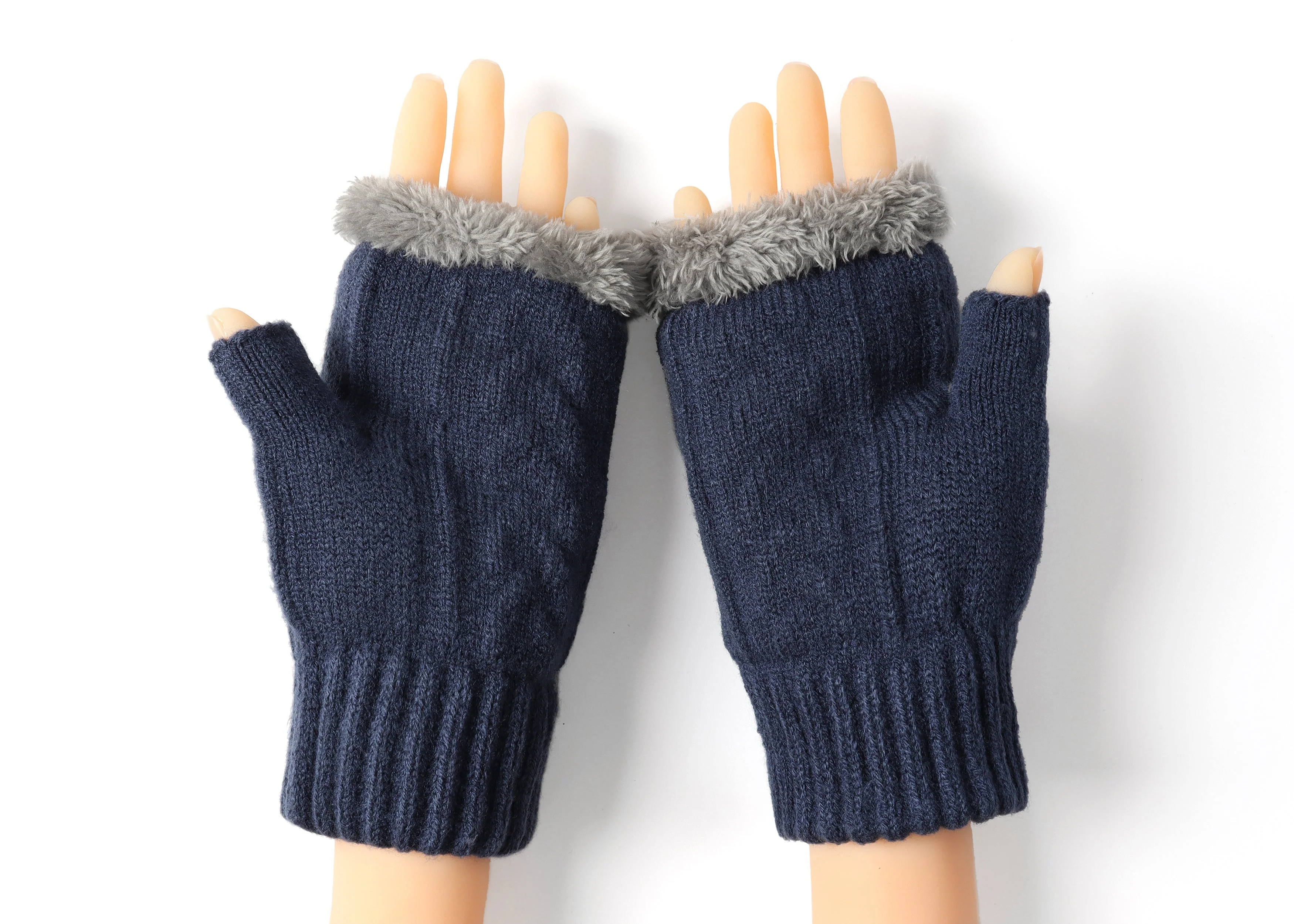 Fingerless Double-layer Ultra Plush Knit Gloves - Image 19