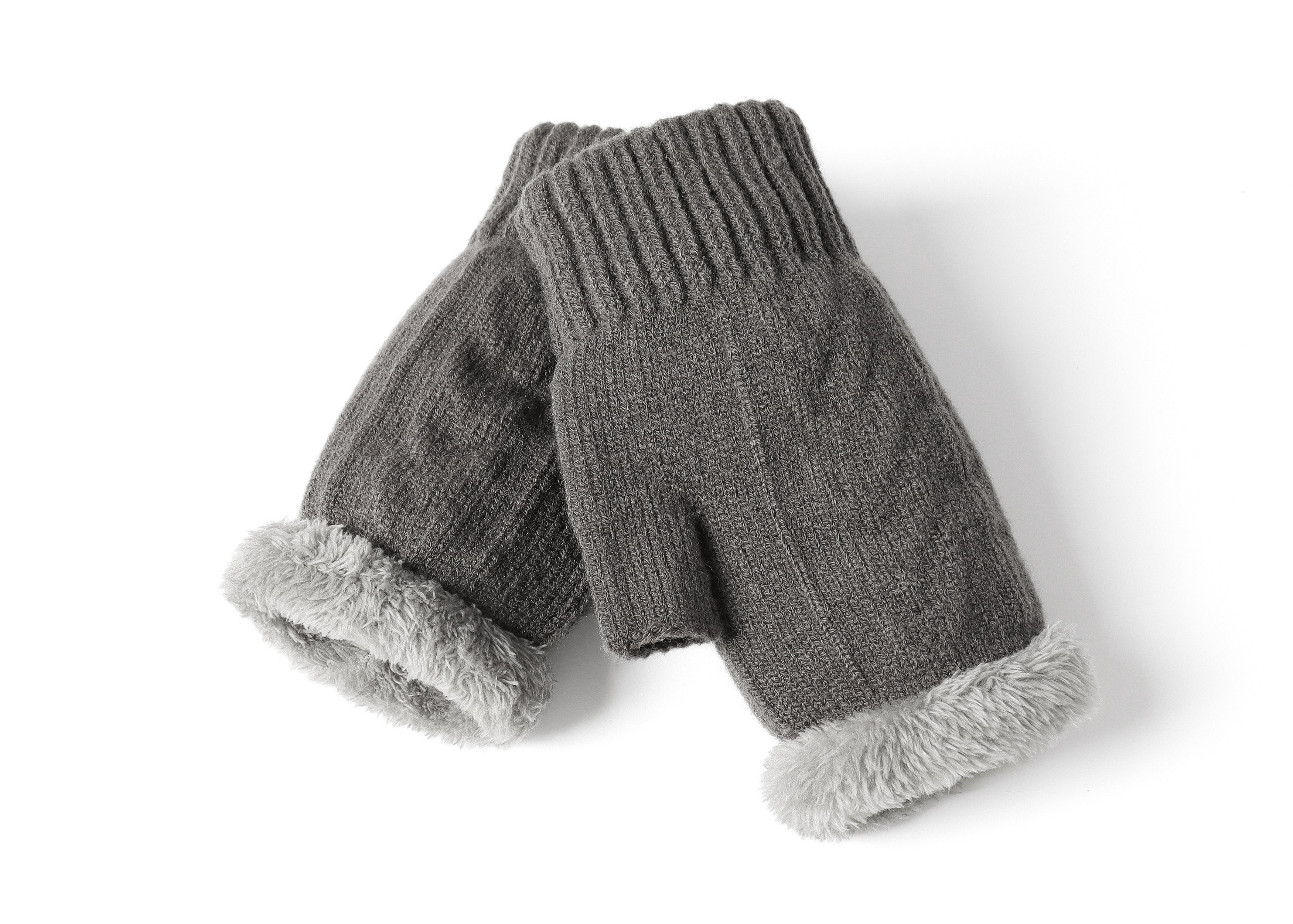 Fingerless Double-layer Ultra Plush Knit Gloves - Image 22