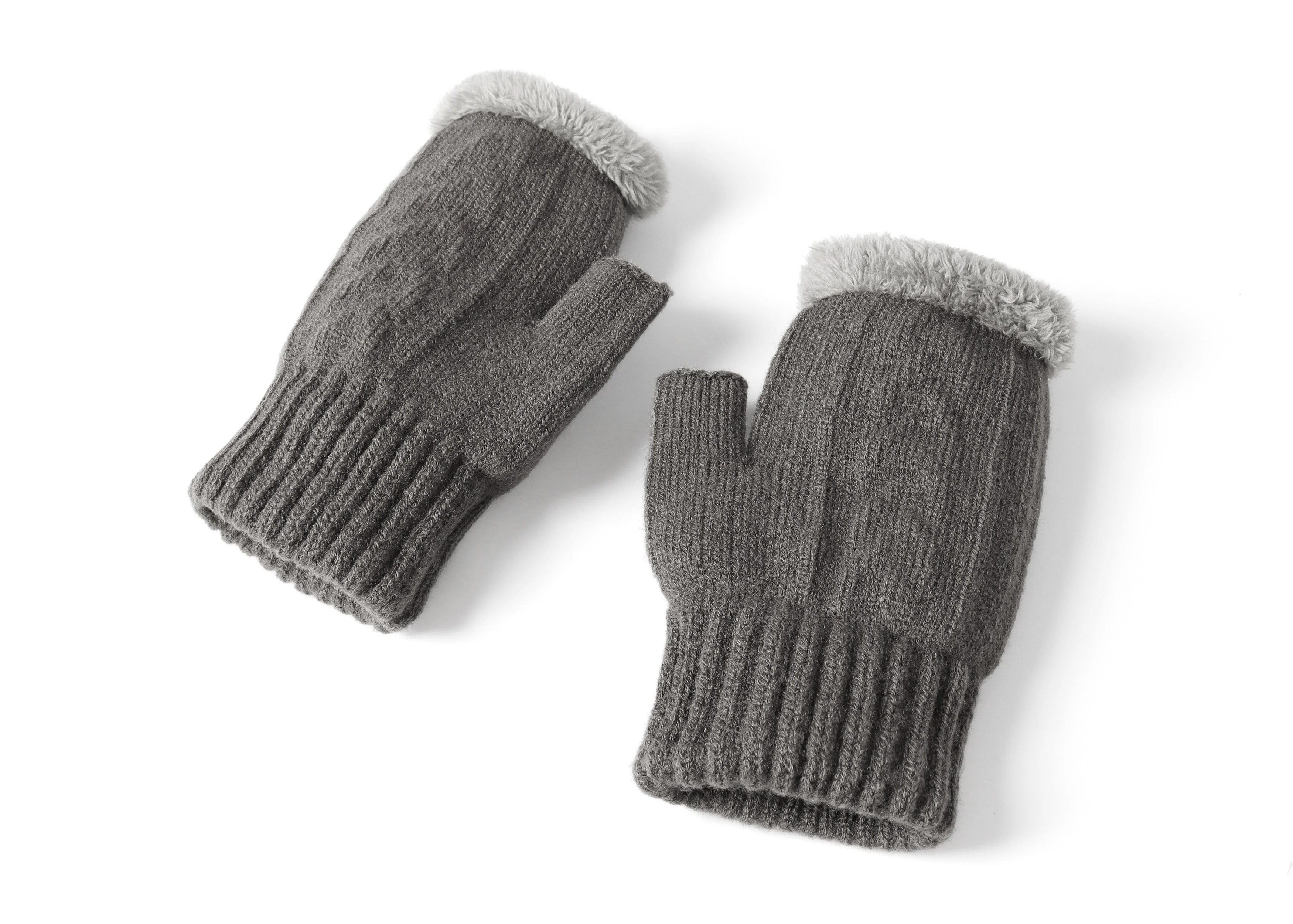 Fingerless Double-layer Ultra Plush Knit Gloves - Image 23