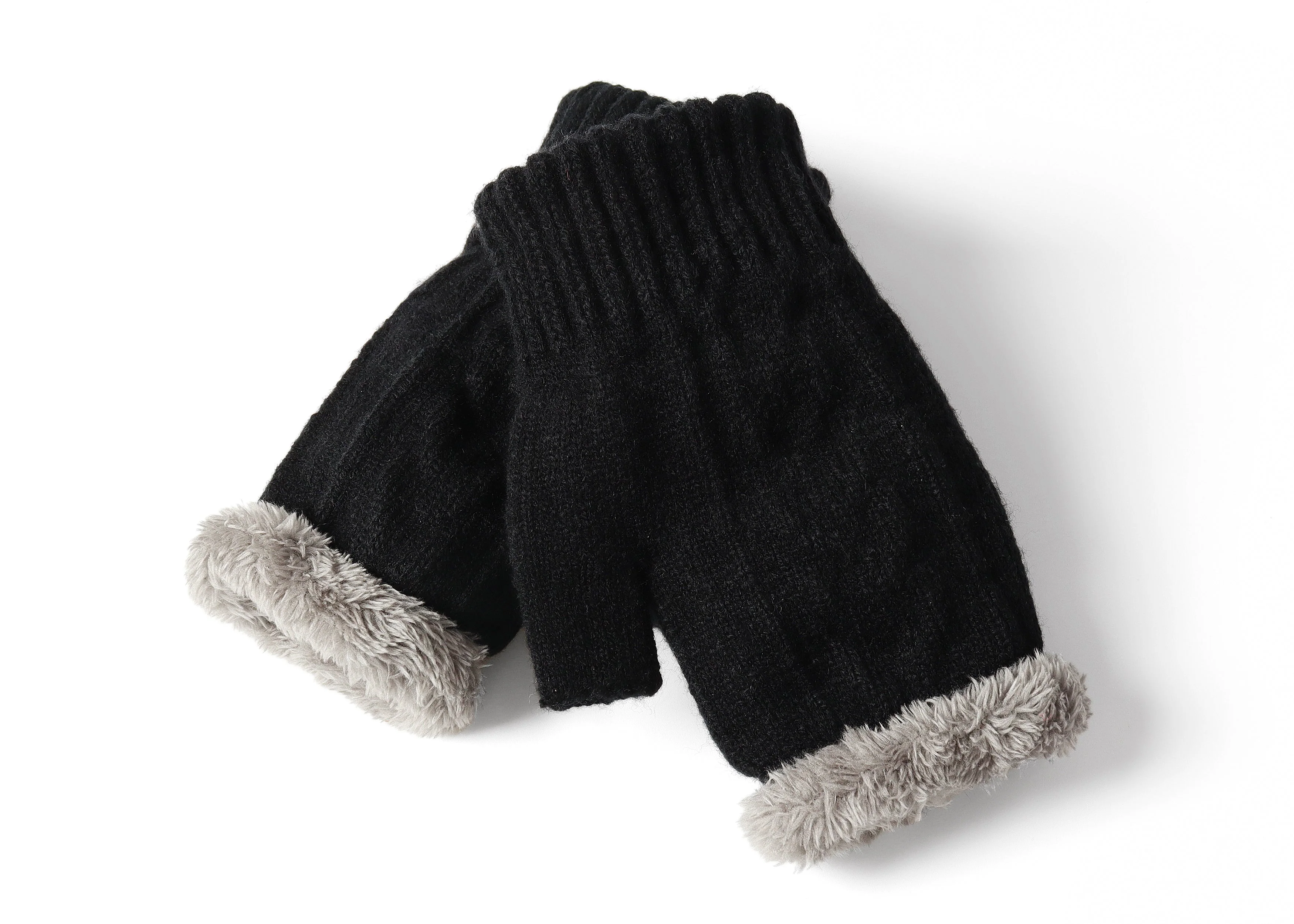 Fingerless Double-layer Ultra Plush Knit Gloves - Image 28