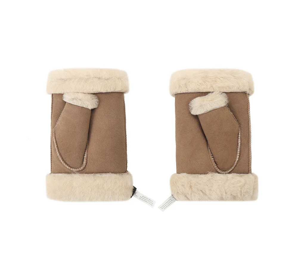 AUSTRALIAN SHEPHERD® Fluffy Fingerless Sheepskin Wool Mittens - Image 5