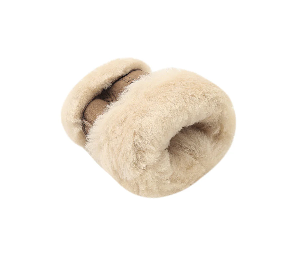 AUSTRALIAN SHEPHERD® Fluffy Fingerless Sheepskin Wool Mittens - Image 6