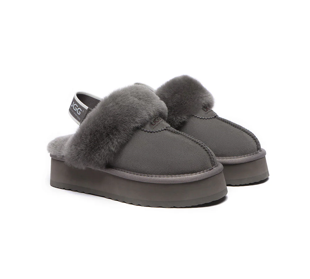 Removable Strap Slingback UGG Slipper Women Waffle Platform - Image 10