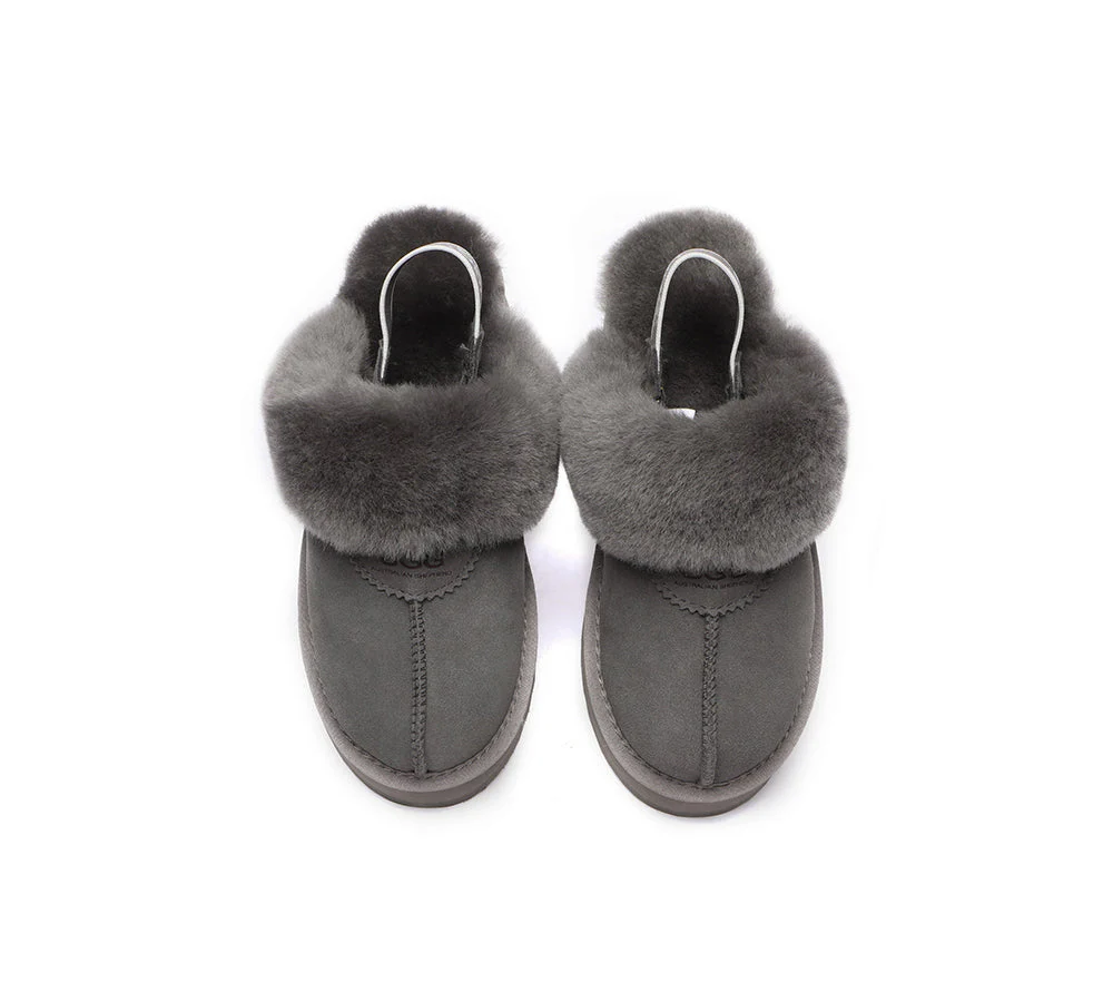 Removable Strap Slingback UGG Slipper Women Waffle Platform - Image 14