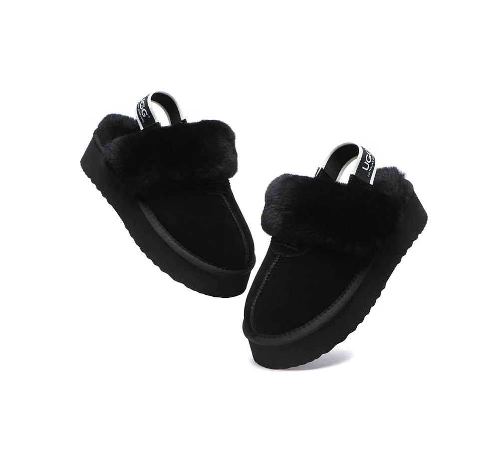 Removable Strap Slingback UGG Slipper Women Waffle Platform - Image 20