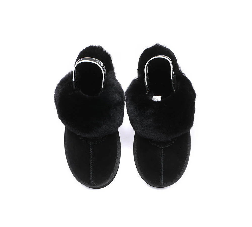 Removable Strap Slingback UGG Slipper Women Waffle Platform - Image 21