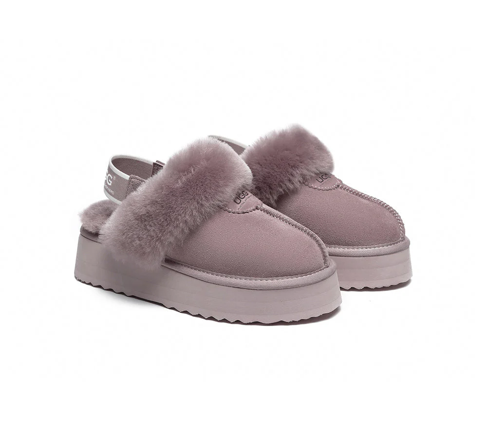 Removable Strap Slingback UGG Slipper Women Waffle Platform - Image 24