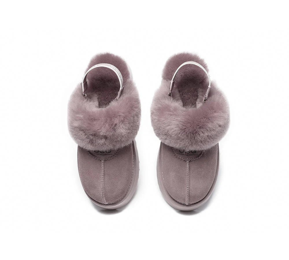 Removable Strap Slingback UGG Slipper Women Waffle Platform - Image 28