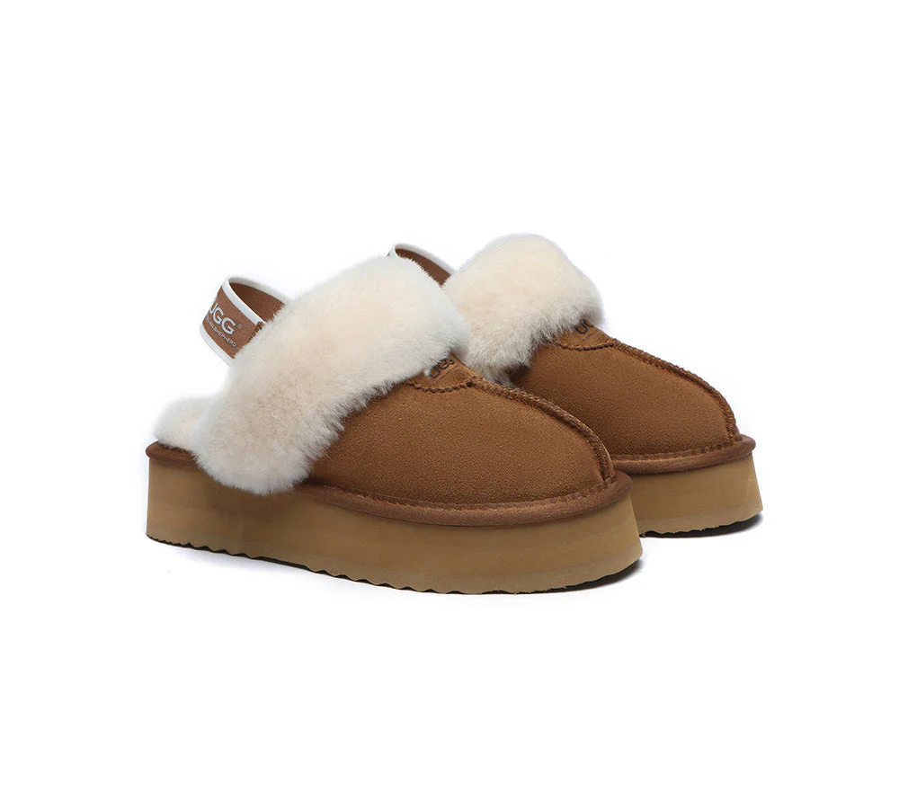 Removable Strap Slingback UGG Slipper Women Waffle Platform - Image 3
