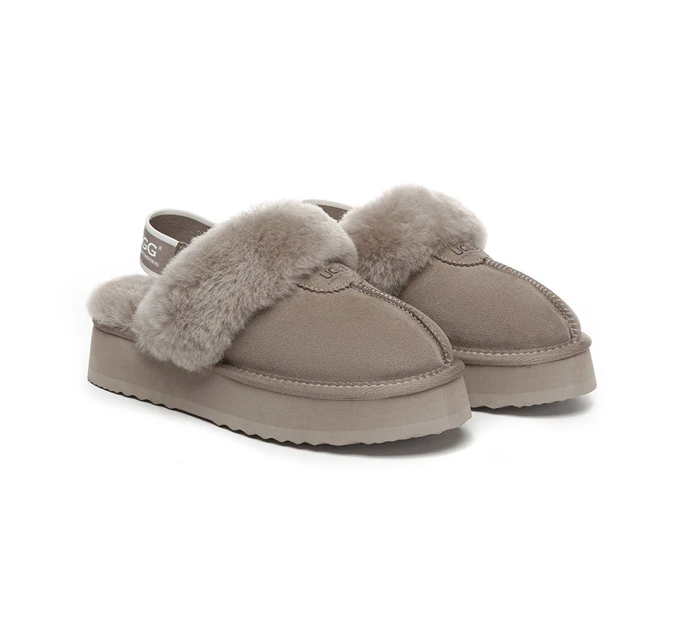 Removable Strap Slingback UGG Slipper Women Waffle Platform - Image 31
