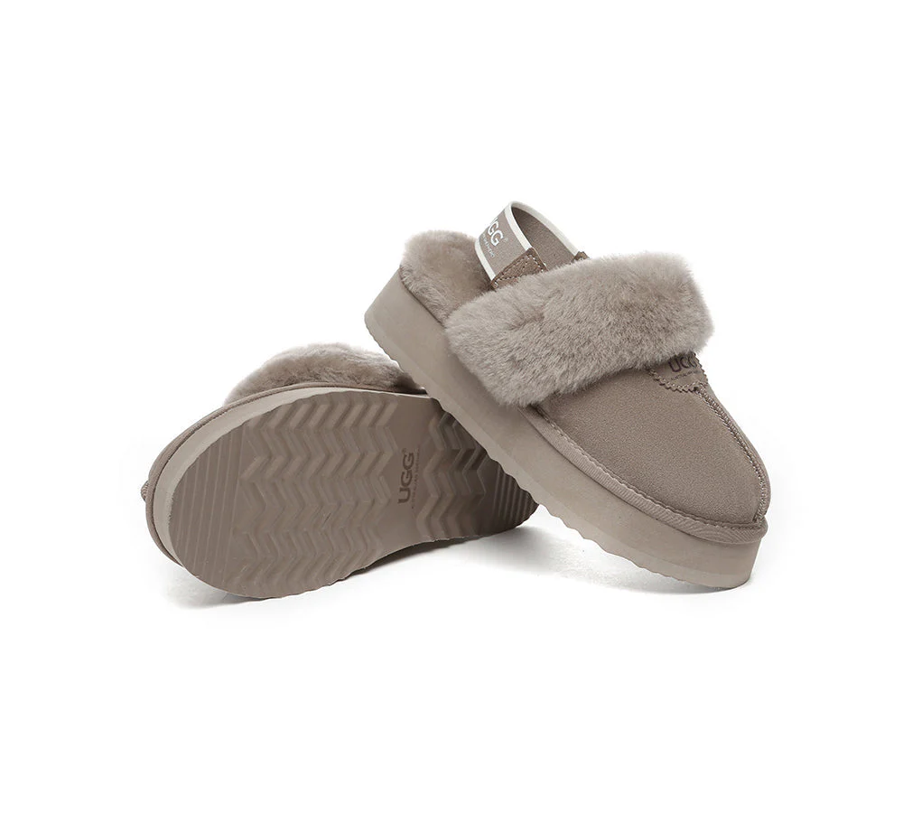 Removable Strap Slingback UGG Slipper Women Waffle Platform - Image 32