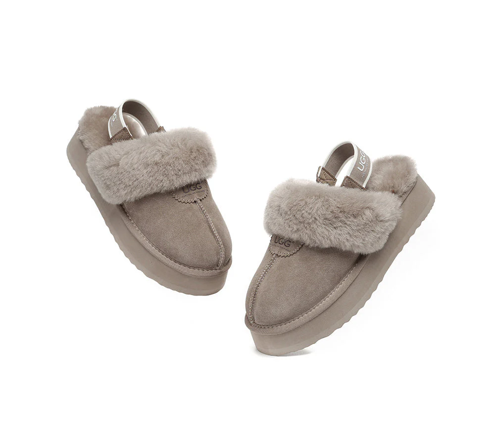 Removable Strap Slingback UGG Slipper Women Waffle Platform - Image 34
