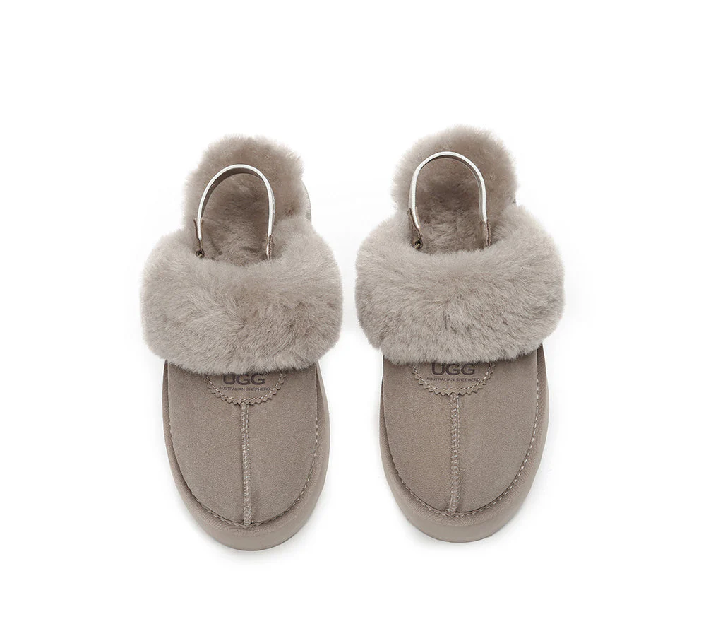 Removable Strap Slingback UGG Slipper Women Waffle Platform - Image 35
