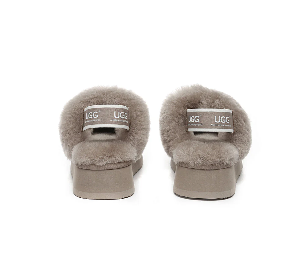 Removable Strap Slingback UGG Slipper Women Waffle Platform - Image 36