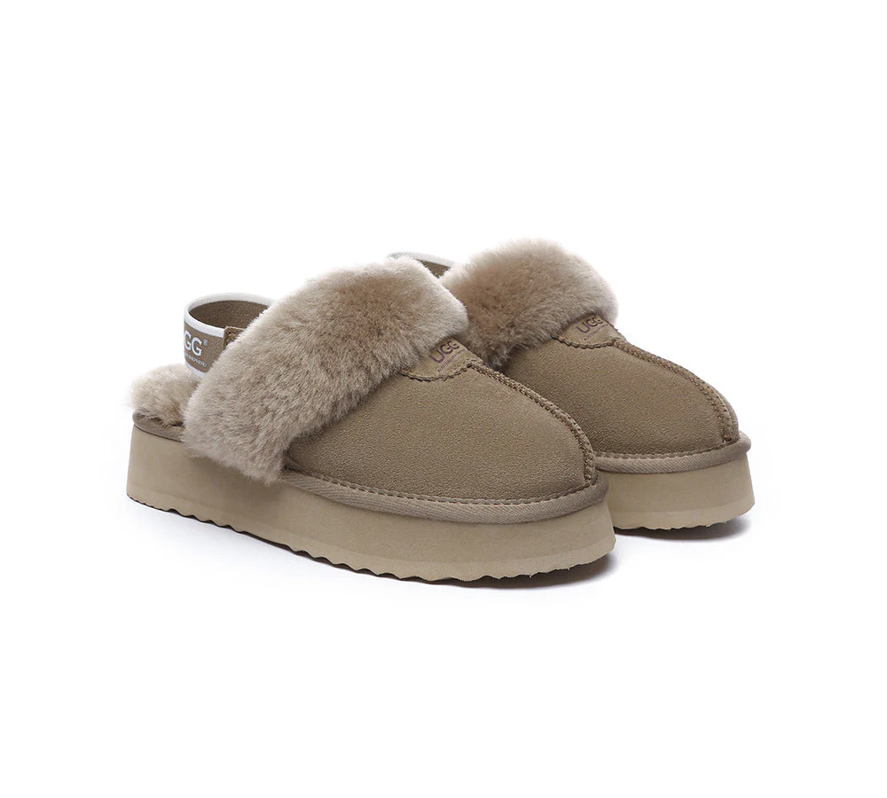 Removable Strap Slingback UGG Slipper Women Waffle Platform - Image 38