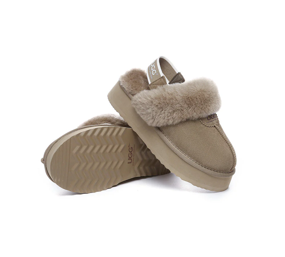 Removable Strap Slingback UGG Slipper Women Waffle Platform - Image 39