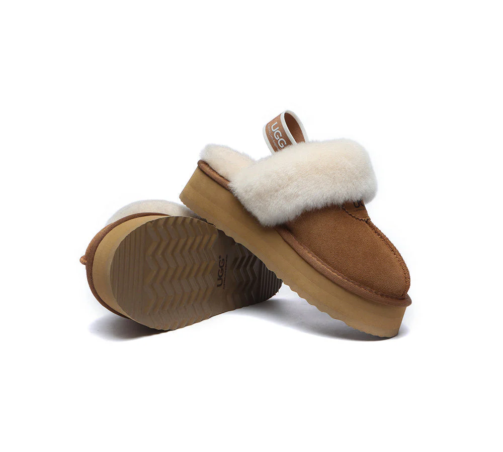 Removable Strap Slingback UGG Slipper Women Waffle Platform - Image 4