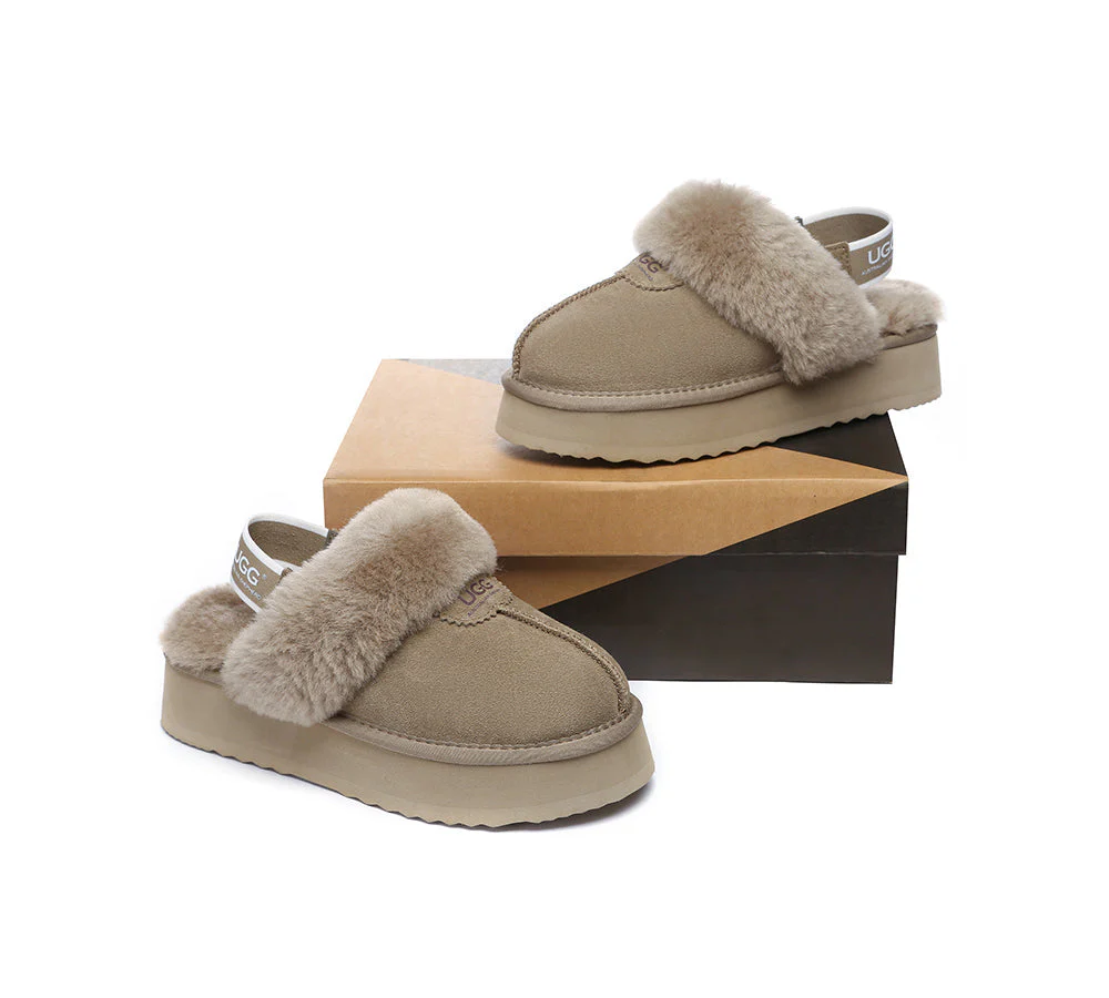 Removable Strap Slingback UGG Slipper Women Waffle Platform - Image 40