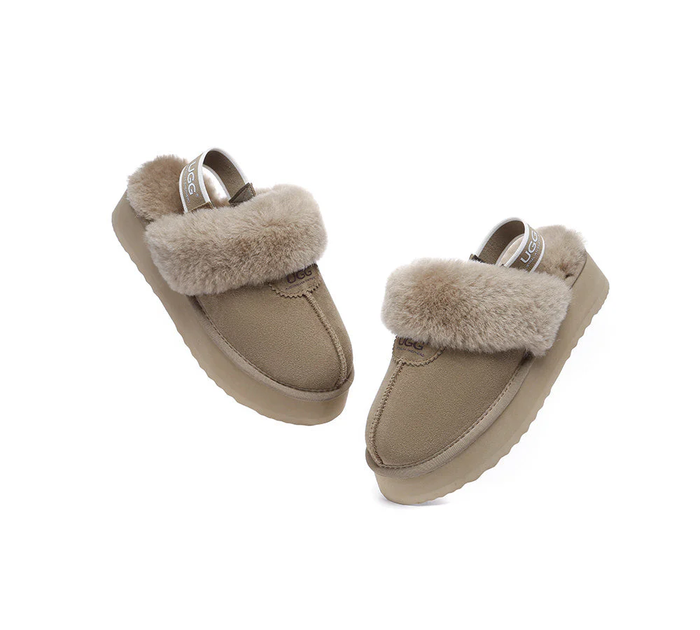 Removable Strap Slingback UGG Slipper Women Waffle Platform - Image 41