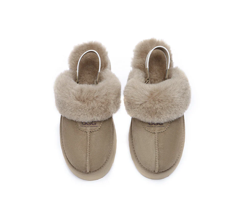 Removable Strap Slingback UGG Slipper Women Waffle Platform - Image 42