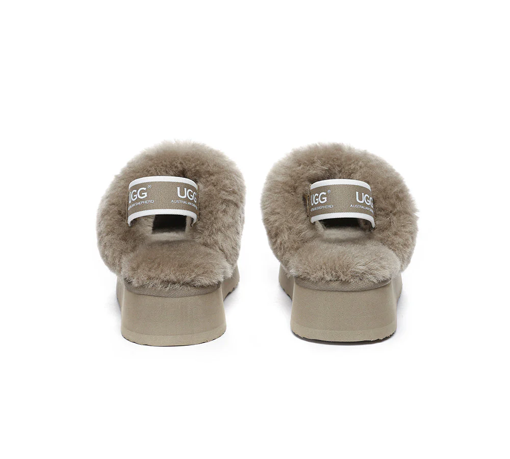 Removable Strap Slingback UGG Slipper Women Waffle Platform - Image 43