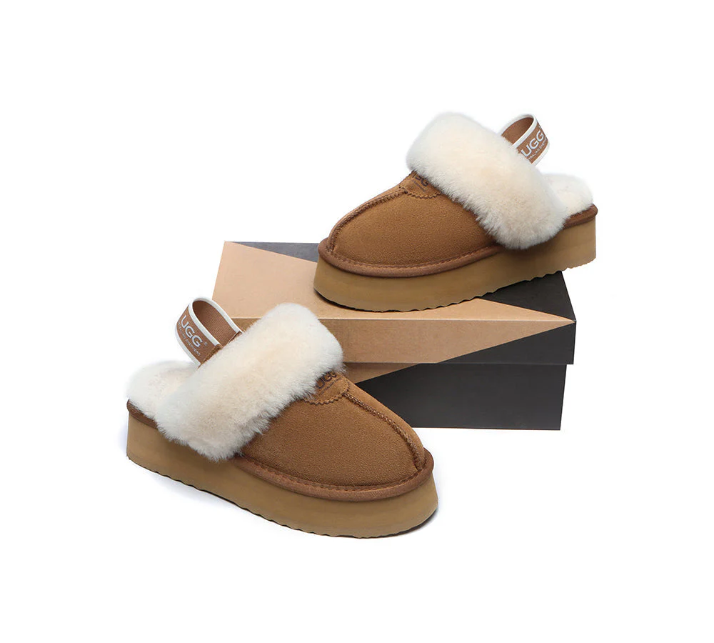 Removable Strap Slingback UGG Slipper Women Waffle Platform - Image 5