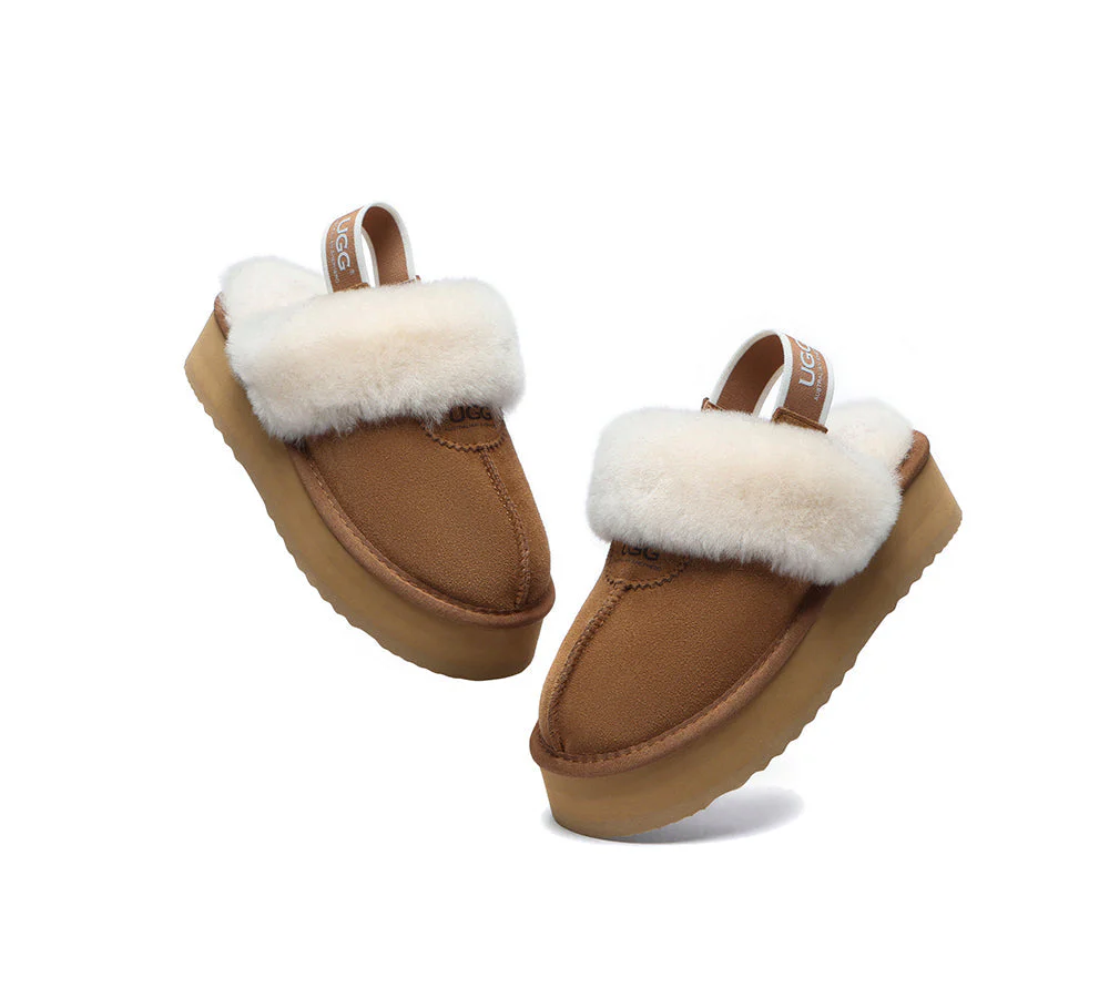 Removable Strap Slingback UGG Slipper Women Waffle Platform - Image 6