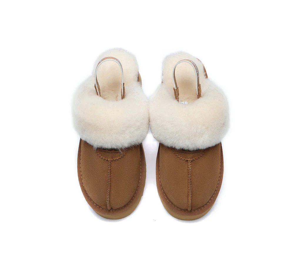 Removable Strap Slingback UGG Slipper Women Waffle Platform - Image 7